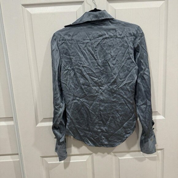 Sylvia Heisel Womens 100% Silk Blouse Size 4 Blue Button-Up  Sleeve - Picture 9 of 9